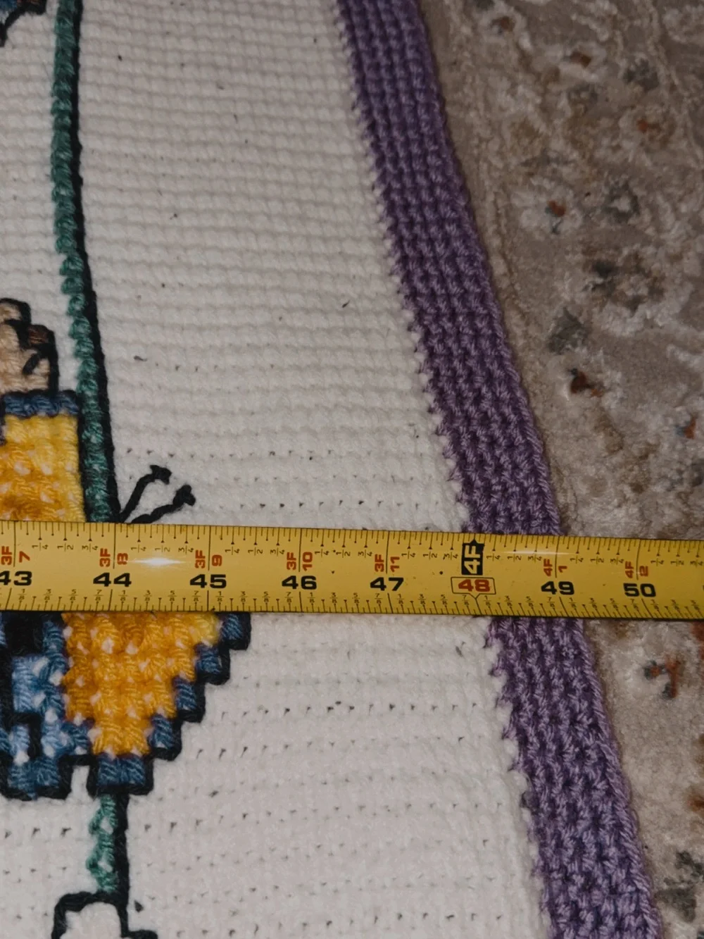 Vintage Hand Knit Quilt 47x49”